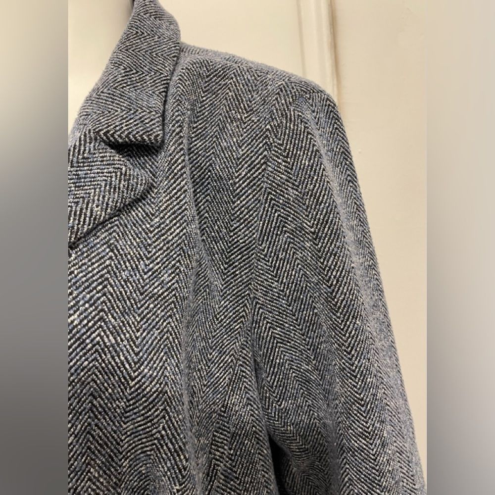 New Loft Plus Ann Taylor Black White Grey Blue Tweed Long Women's Blazer Jacket - Picture 4 of 7